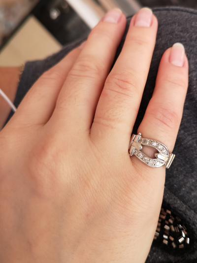 Bague à motif de boucle  en or 18 carats et acier 2