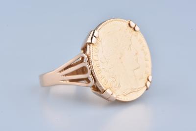 Bague pièce française en or jaune 2