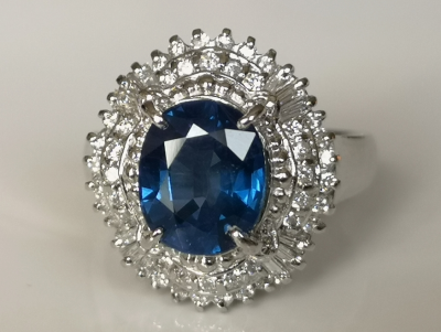 Bague en platine, saphir et diamants - certificat 2