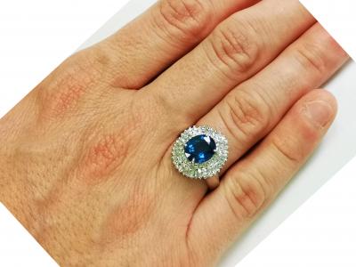 Bague en platine, saphir et diamants - certificat 2