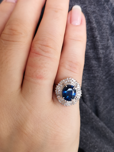 Bague en platine, saphir et diamants - certificat 2