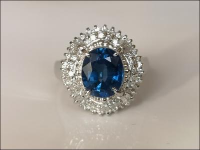 Bague en platine, saphir et diamants - certificat 2