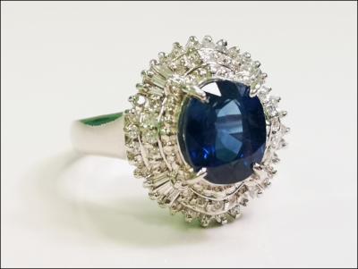 Bague en platine, saphir et diamants - certificat 2
