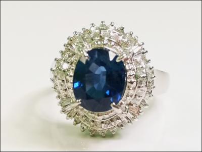 Bague en platine, saphir et diamants - certificat 2