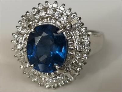 Bague en platine, saphir et diamants - certificat 2