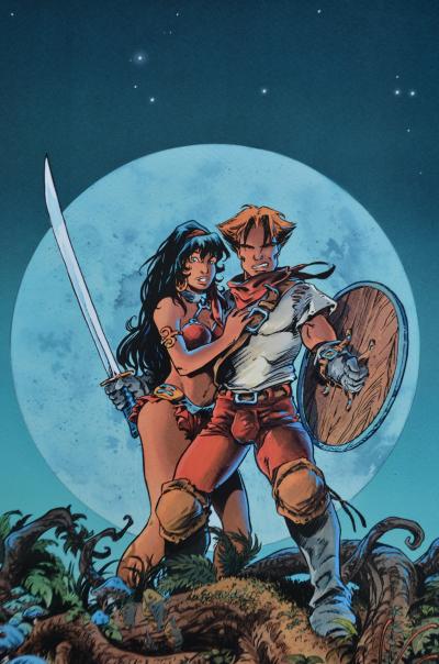 Didier Tarquin - Arleston - Lanfeust et Cixi sur fond lunaire, 2006 - Affiche signée 2