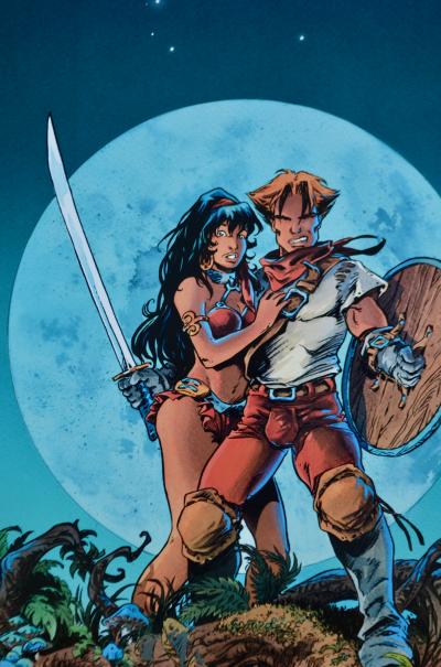 Didier Tarquin - Arleston - Lanfeust et Cixi sur fond lunaire, 2006 - Affiche signée 2