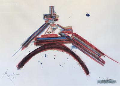 Georges MATHIEU - Composition, 1963 - Dessin à la gouache, encre et feutre 2