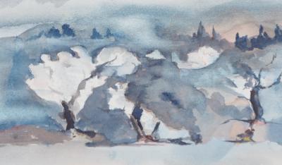 Lily MASSON : Forêt surréaliste, 1979 - Aquarelle originale signée 2