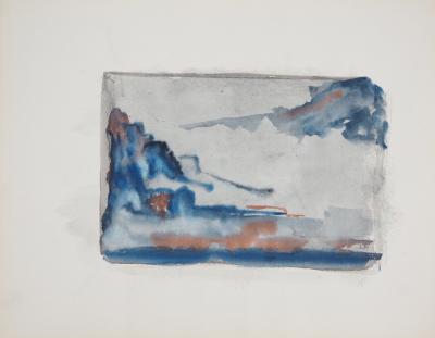 Lily MASSON : Vue de la montagne, c. 1964 - Aquarelle originale signée 2