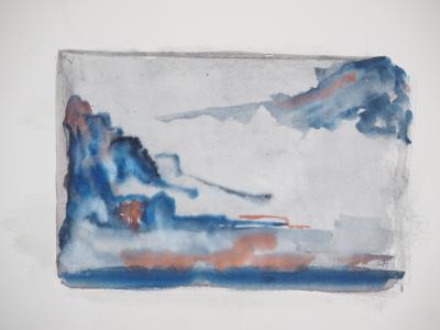 Lily MASSON : Vue de la montagne, c. 1964 - Aquarelle originale signée 2