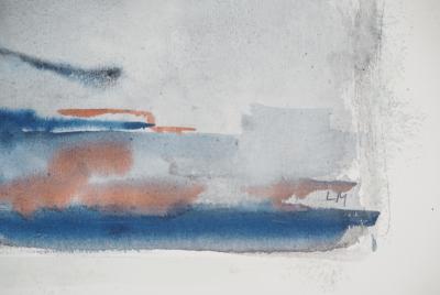 Lily MASSON : Vue de la montagne, c. 1964 - Aquarelle originale signée 2
