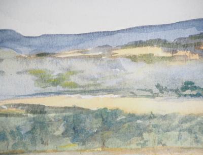 Lily MASSON : Paysage imaginaire de Grèce, 1980 - Aquarelle et gouache originale signée 2