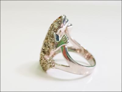 Bague grenouille en argent, diamants et citrines 2