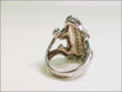Bague grenouille en argent, diamants et citrines 2