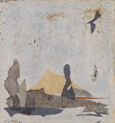 Lily MASSON : Paysage surréaliste, 1963  - Collage original signé 2