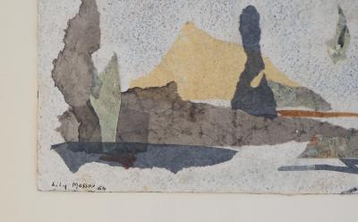 Lily MASSON : Paysage surréaliste, 1963  - Collage original signé 2
