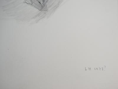 Lily MASSON : Etude de feuilles, c. 1978  - Dessin au crayon original signé 2