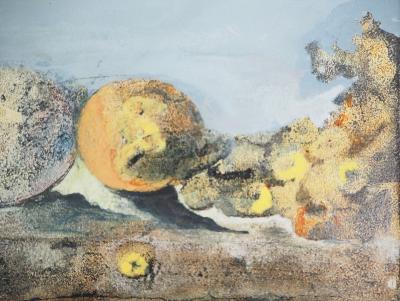 Lily MASSON : Nature morte, 1975  - Acrylique et collage original signé 2