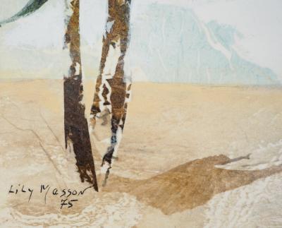 Lily MASSON : La Plage, 1975  - Acrylique et collage original signé 2