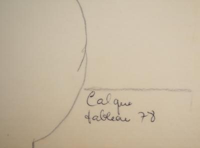 Lily MASSON : Calque de tableau bouquet de fleurs, 1978  - Dessin au crayon original 2