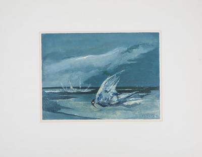 Lily MASSON : L’Oiseau tombé, 1988  - Acrylique originale signée 2