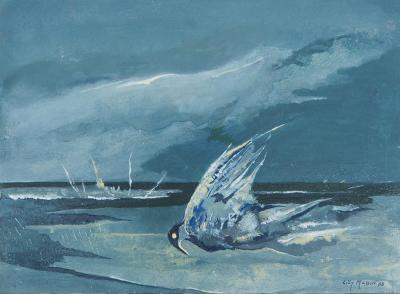 Lily MASSON : L’Oiseau tombé, 1988  - Acrylique originale signée 2