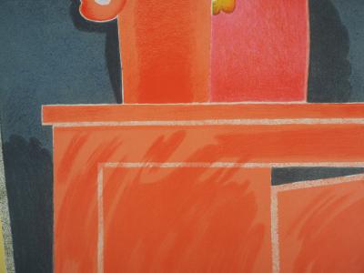 Albert ZAVARO : Pensées et anémones - Lithographie Originale Signée 2