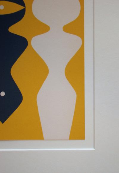 Jean ARP - Deux figures sur fond jaune, 1962 - Original woodcut 2