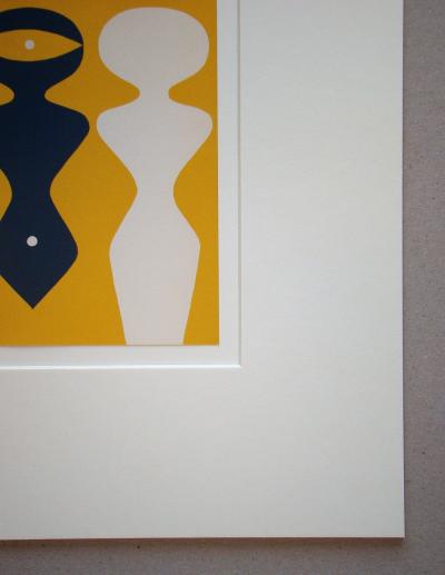 Jean ARP -  Deux figures sur fond jaune, 1962 - Bois gravé original 2