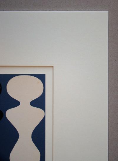 Jean ARP - Deux figures sur fond bleu, 1962 - Bois gravé original 2