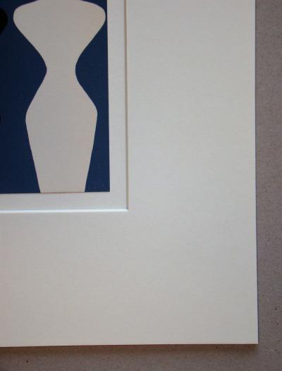 Jean ARP - Deux figures sur fond bleu, 1962 - Bois gravé original 2