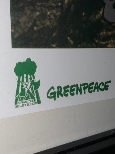 Banksy (d’après) - Greenpeace Save Or Delete, 2002 - Set poster & stickers 2