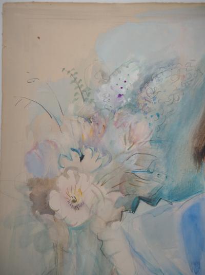 Mily POSSOZ : Jeune-fille au lilas, 1934 - Aquarelle signée 2