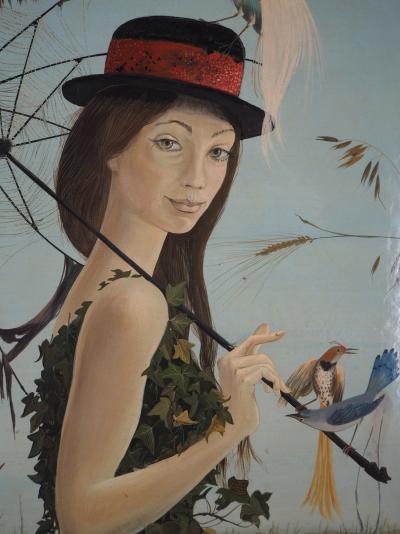 Pierre LE COLAS : L’Amie de la nature - Peinture originale, Signée 2