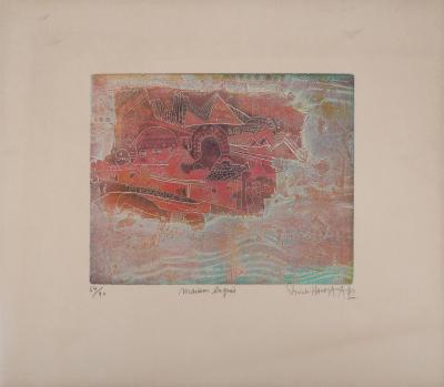Shoichi HASEGAWA : Maison laqué, 1977 - Gravure originale signée au crayon 2