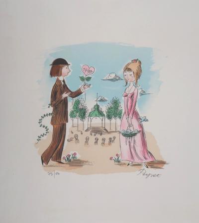 Raymond PEYNET : Les amoureux dans le parc, 1990 - Lithographie originale signée au crayon 2