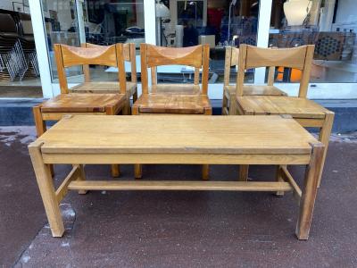 Ilmari TAPIOVAARA - Suite de 6 chaises et un banc - Modèle Hongisto, vers 1960 2