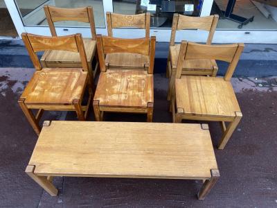 Ilmari TAPIOVAARA - Suite de 6 chaises et un banc - Modèle Hongisto, vers 1960 2