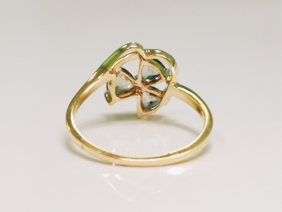 Bague en or jaune saphirs verts 2