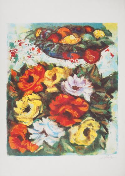 Henry Maurice D’ANTY : Bouquet de fleurs et fruits - Lithographie originale signée au crayon 2