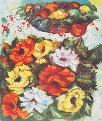 Henry Maurice D’ANTY : Bouquet de fleurs et fruits - Lithographie originale signée au crayon 2