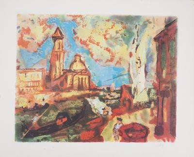 Henry Maurice D’ANTY : Vue de rivière - Lithographie originale signée au crayon 2
