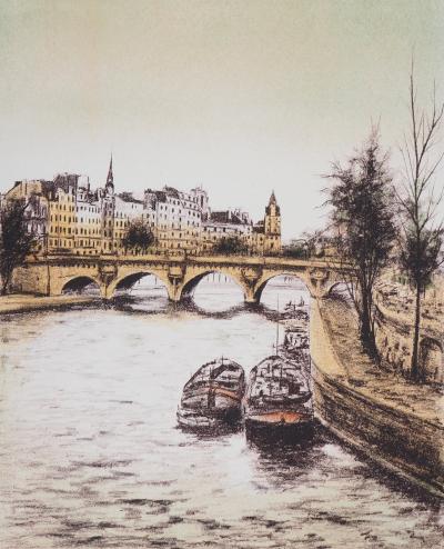 Pierre BRUNO  - Au quai de la seine - Lithographie originale signée au crayon 2