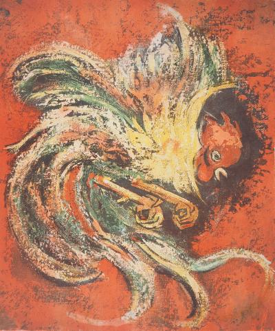 Henry Maurice D’ANTY : Coq fauviste - Lithographie originale signée au crayon 2