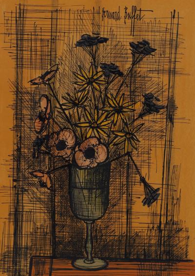 Bernard BUFFET - Petit bouquet dans un verre, 1958 - Lithographie originale signée 2