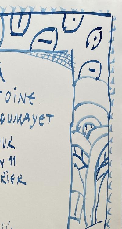 Pierre ALECHINSKY - Composition bleue, 1993 - Aquarelle et encre originale signée 2