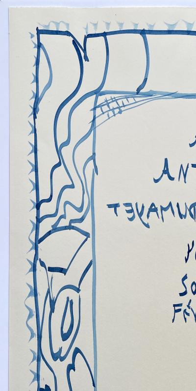Pierre ALECHINSKY - Composition bleue, 1993 - Aquarelle et encre originale signée 2