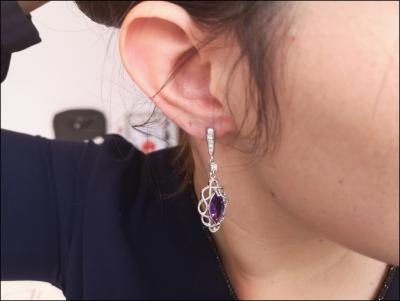 Boucles d’oreilles en argent ’améthystes et  diamants 2