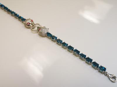 Bracelet panthère en argent topazes bleues blue london 2